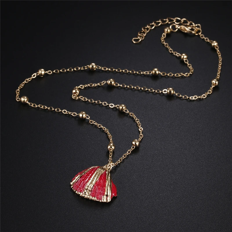 

Bohemia Cowrie Seashell Pendant Necklace for Women Fashion Summer Beach Choker Gold Color Chain Shell Hawaii Vacation Jewelry