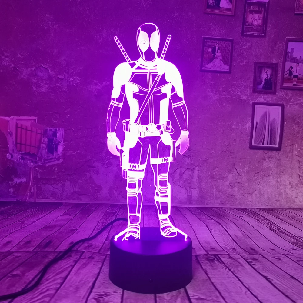 Дропшиппинг Энергосбережение Marvel Deadpool функция LED 3D ночник 7 видов цветов