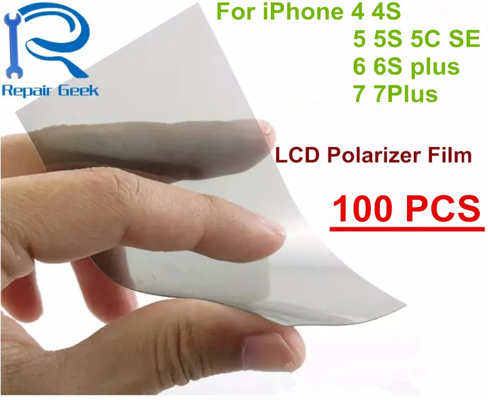 

100pcs/Lot LCD Polarizer Polarized Film For iPhone 8 4 4S 5 5S 5C 6 6S 7 Plus LCD Filter Polarizing Polaroider For iPhone 7 Plus
