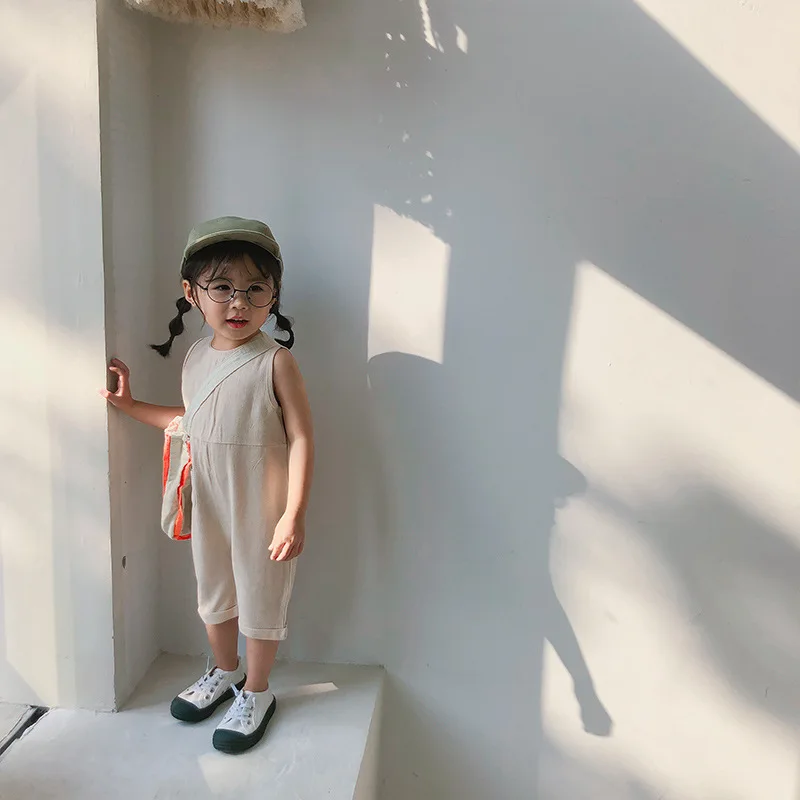 2020 новые летние комбинезоны унисекс для малышей однотонные хлопковые льняные