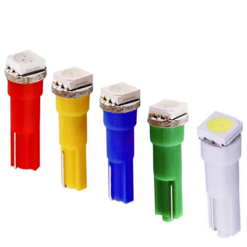 10 шт. W3W W1.2W T5 W2X2.6d 5050 SMD СВЕТОДИОДНЫЙ Автомобильный панель приборной панели лампа Авто приборной панели индикатор потепления Клин светильник лампа DC12V