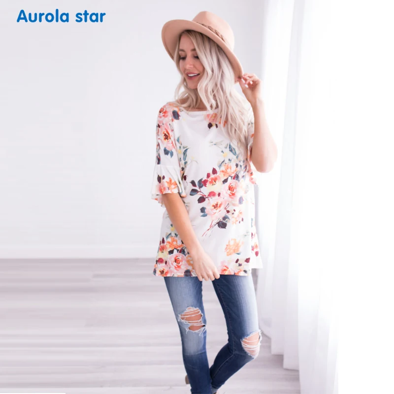 Футболка для беременных топы майки летняя блузка с цветочным принтом женщин