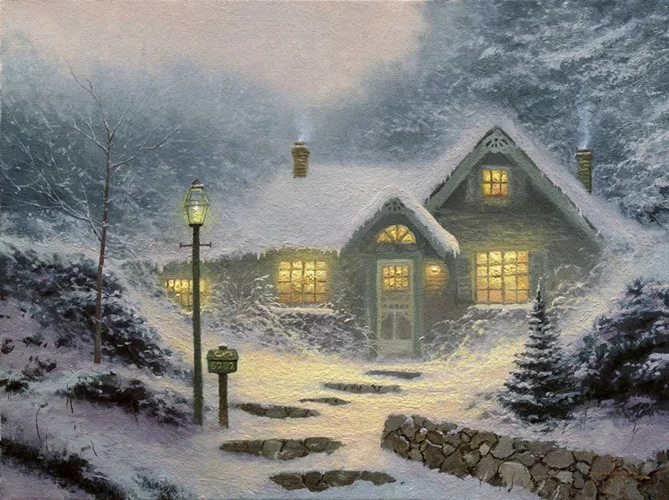 Фото Классическая картина с изображением Томаса снежного дома леса холста маслом