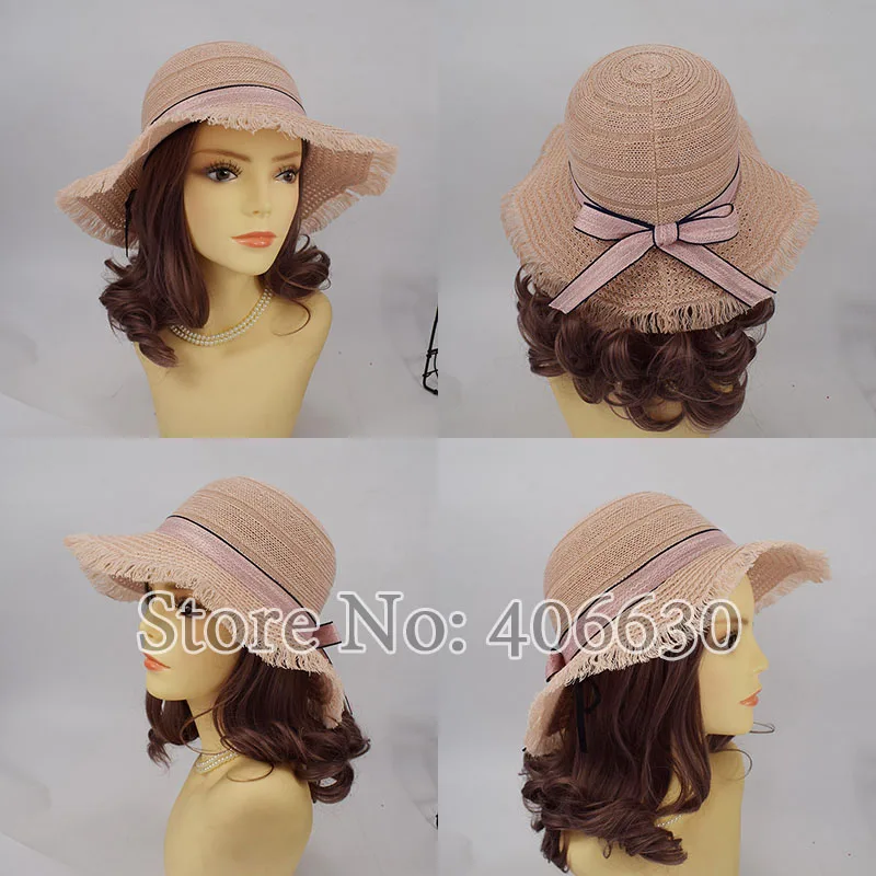 Женский летний складной бант с широкими полями SDDS057 солнечные пляжные шляпы |
