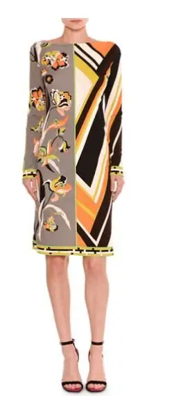 New women's wear Italian fashion long sleeve elastic knitted slim dress with | Женская одежда