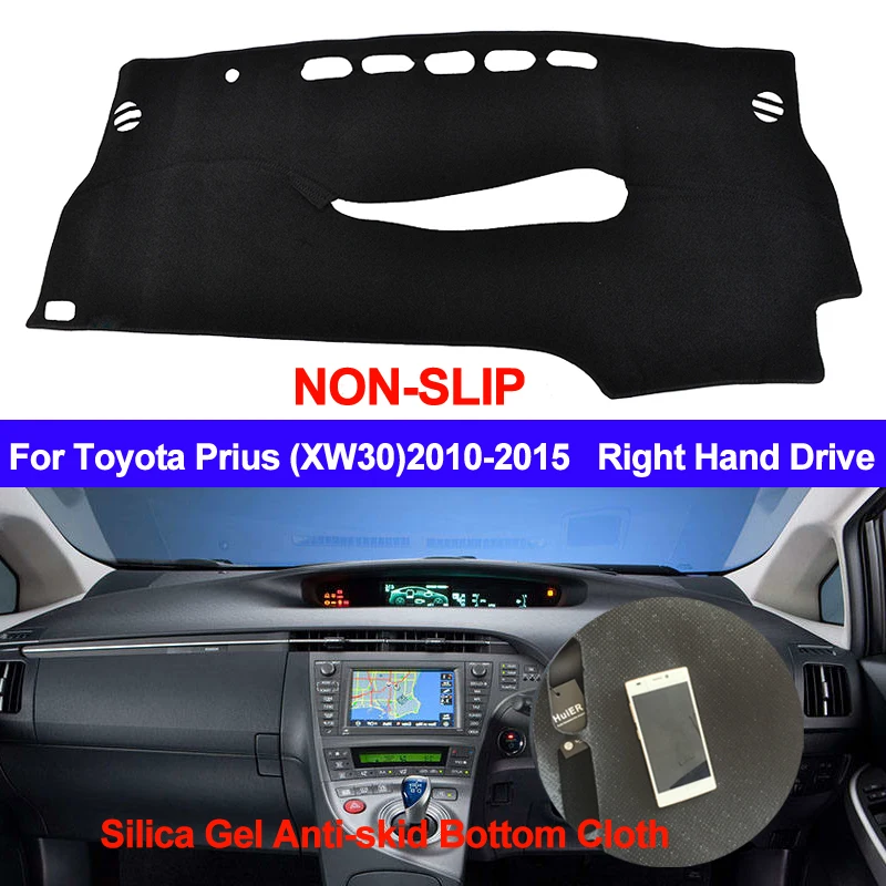 TAIJS For Toyota Prius XW30 2010 2011 2012 2013 2014 2015 Dash Mat Carpet DashMat Silicone Non-Slip Car Dashboard Cover ANti-UV