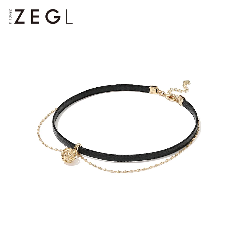 Женское Двухслойное ожерелье ZEGL черная короткая цепочка на шею с цепочкой до