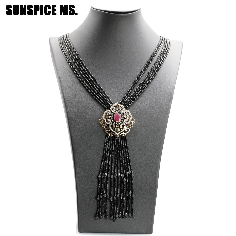 Фото SUNSPICE MS ожерелье с длинной цепочкой и африканскими бусинами для женщин Ретро