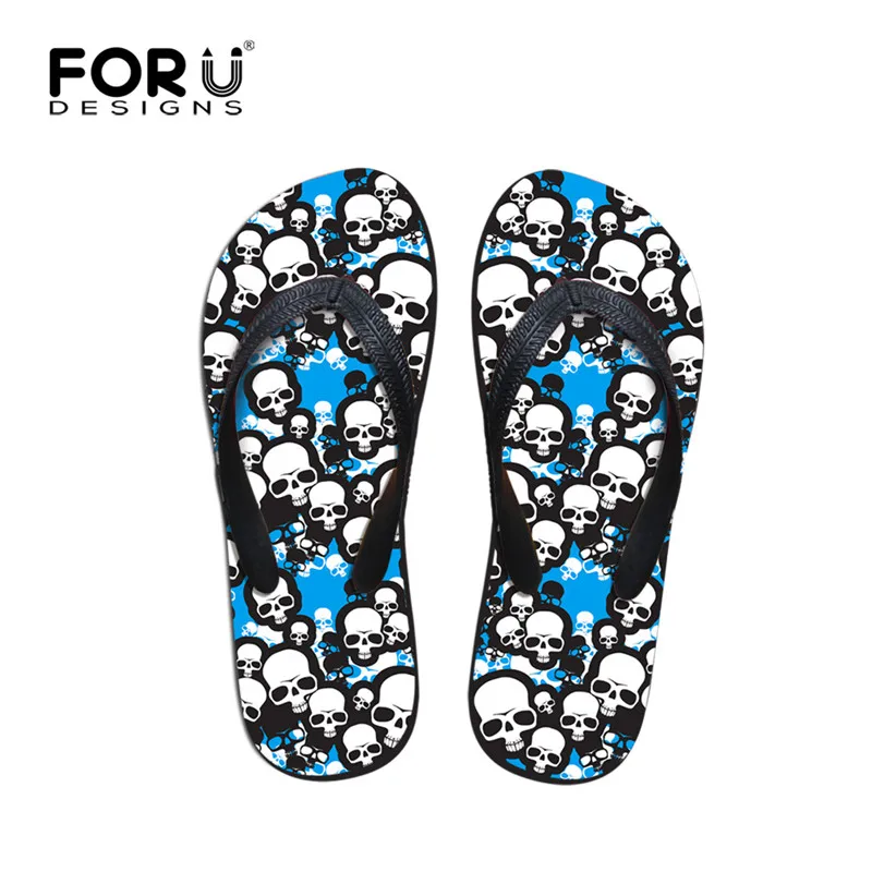 FORUDESIGNS/летние пляжные шлепанцы для мужчин модные мужские с принтом в виде черепов