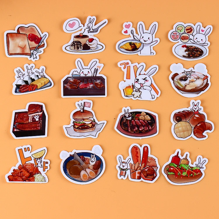 40 шт креативные kawaii самодельные наклейки с кроликом вкусная еда Скрапбукинг