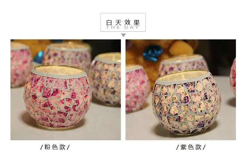 2017 European Retro Mosaic glass candle holders romantic candlelight dinner candles cup furnishing articles | Дом и сад