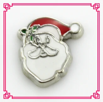 

Hot selling 50pcs/lot christmas Santa Claus floating charms living glass memory floating lockets