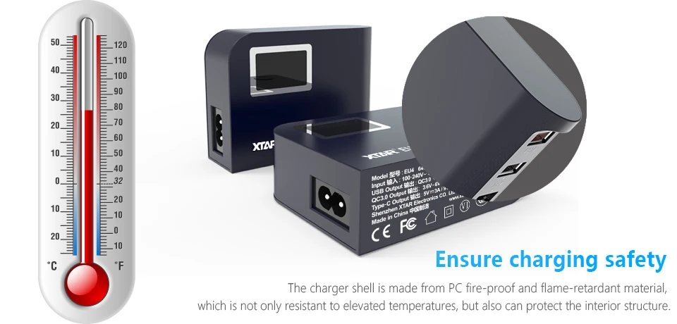XTAR EU4 64 Вт QC3.0 зарядное устройство с ЖК-экраном 4 порта USB зарядное устройство для iPhone/samsung/Xiaomi портативное настенное зарядное устройство для путешествий