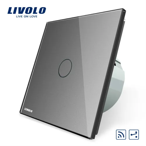 Grey Livolo ЕС Стандартный Беспроводной выключатель 1 Gang 2 Way, AC 220~ 250 V, с дистанционным Функция, C701SR-1/2/3/5, без пульта дистанционного управления - Цвет: Grey