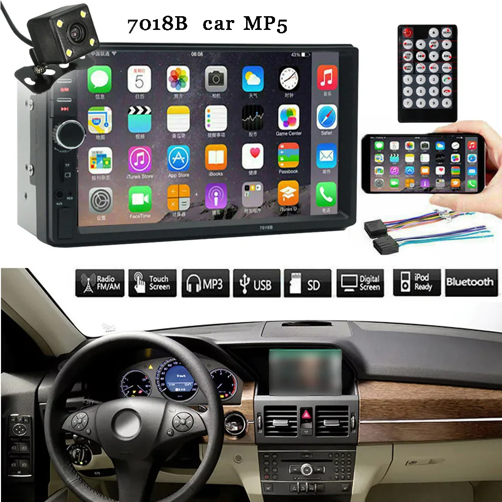 OMESHIN 2019 7 дюймов двойной 2 Din экран Автомобильный MP5 плеер Bluetooth Стерео FM радио +