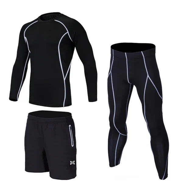 3Pcs grey sets 4 шт./компл. спортивный костюм дети компрессия базовый слой одежда для бега быстросохнущая Баскетбол Футбол спортивные Колготки леггинсы Фитнес одежда - Цвет: 3Pcs grey sets
