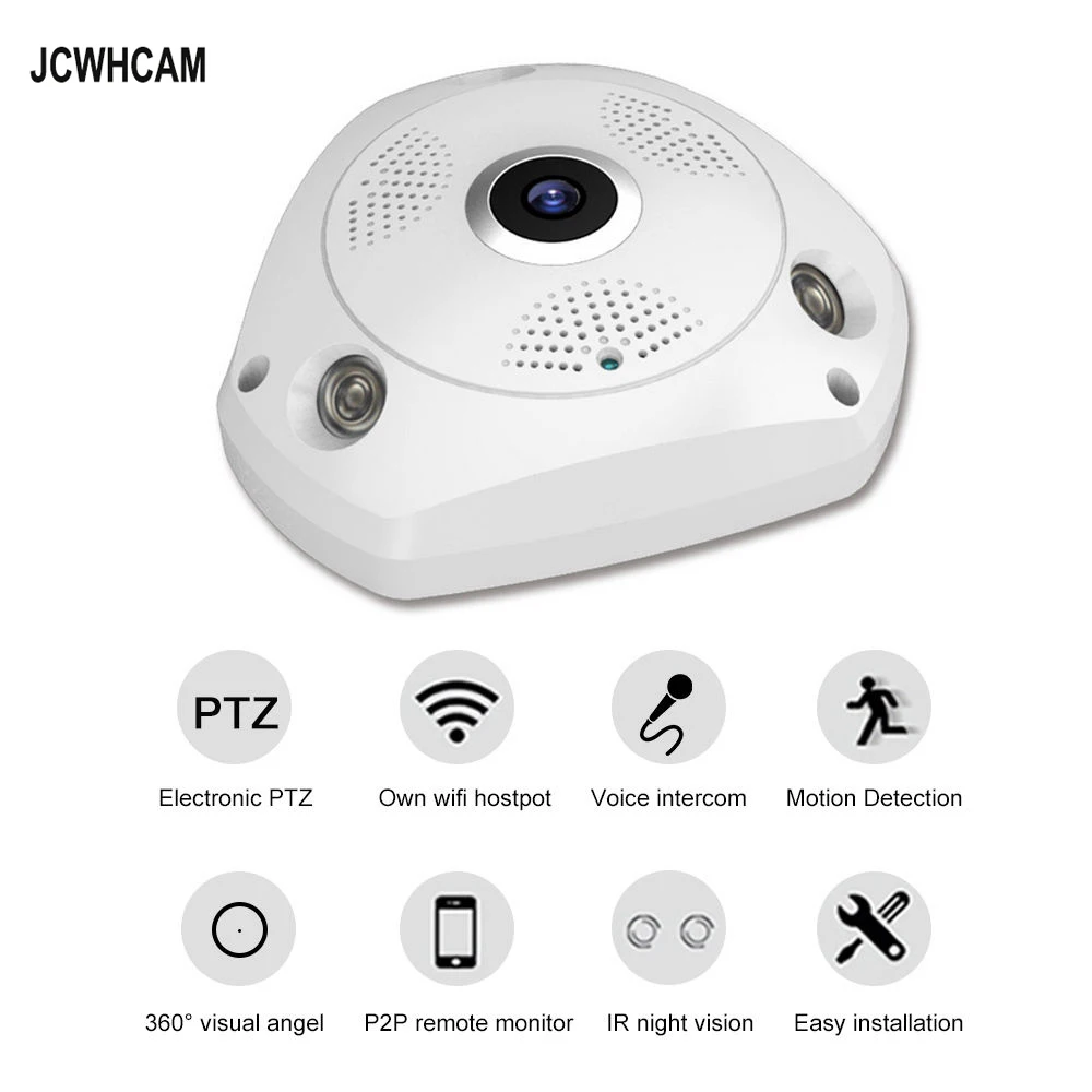 IP камера JCWHCAM беспроводная 960P 3 Мп 5 HD 360 градусов|surveillance cam|360 degree fisheyewifi ip | - Фото №1