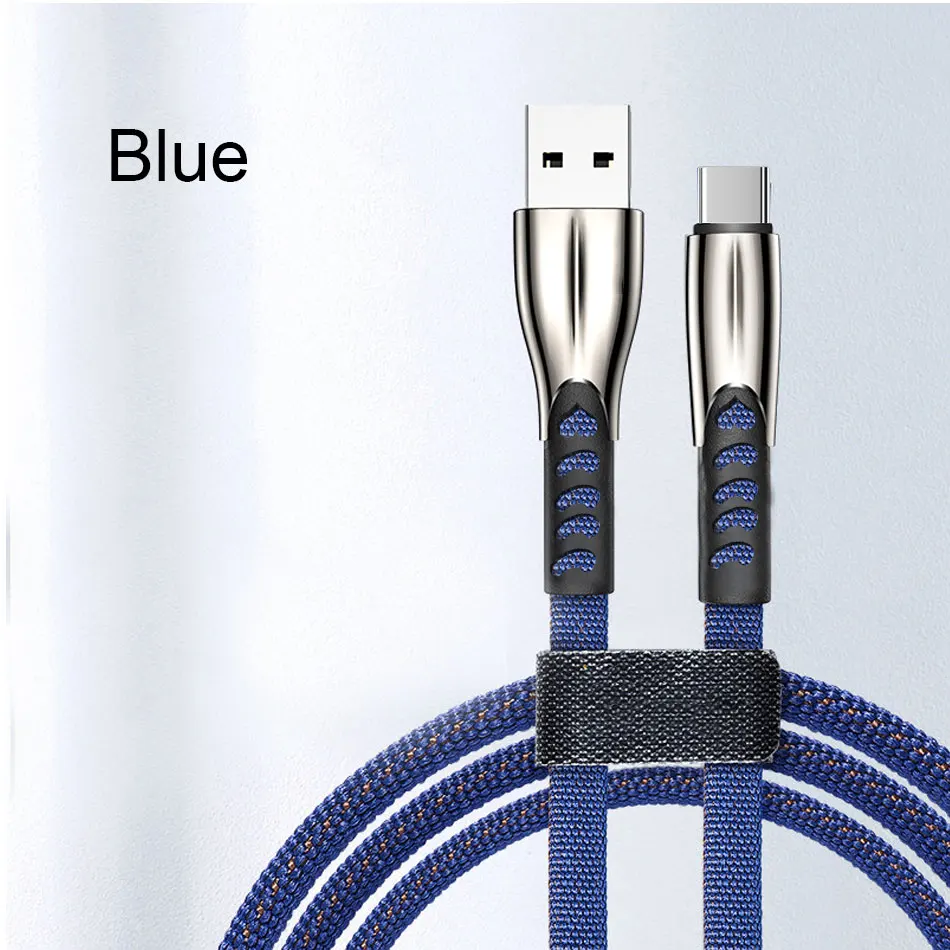 3 А 3 м usb type C кабель зарядного устройства для samsung Xiaomi Redmi 1 м провод для быстрого заряда для мобильного телефона huawei кабель синхронизации данных type-C 2 м - Цвет: Blue-Typec