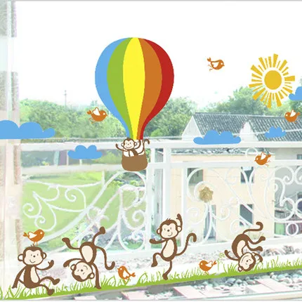 Счастливые играющие обезьяны воздушные шары настенные наклейки 847 декоративные