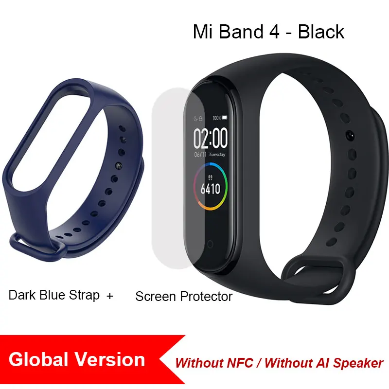 dblue strap film GL Xiaomi Mi Band 4, Умные часы цветной экран Bluetooth 5.0 Смарт-браслет Фитнес-сердечный ритм 135 мАч Смарт-браслет Смарт-часы Браслет здоровья смарт браслет фитнес браслет - Цвет: dblue strap film GL