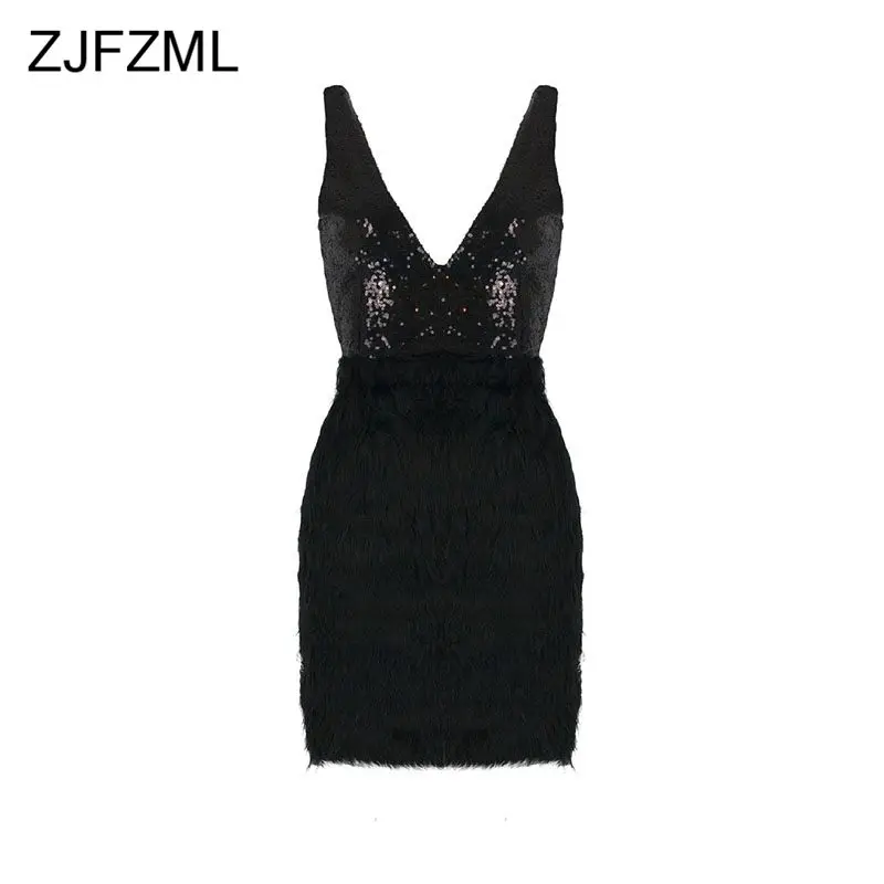 Женское платье с блестками ZJFZML летнее сексуальное мини открытой спиной