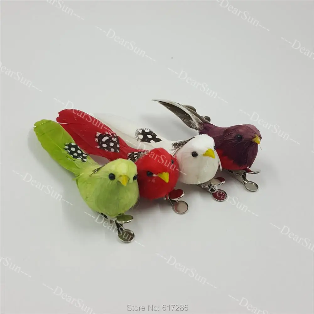 Рождественская искусственная птица с зажимом, упаковка из 8 шт., украшение рождественской елки