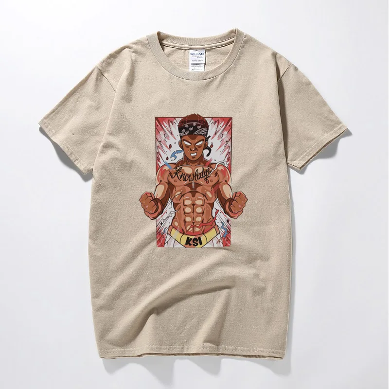 Ksi Goku God t Shirt You Tube Fight Night Logan Пол рубашка крутая Мужская футболка уличная Модная хлопковая футболка Homme - Цвет: Хаки