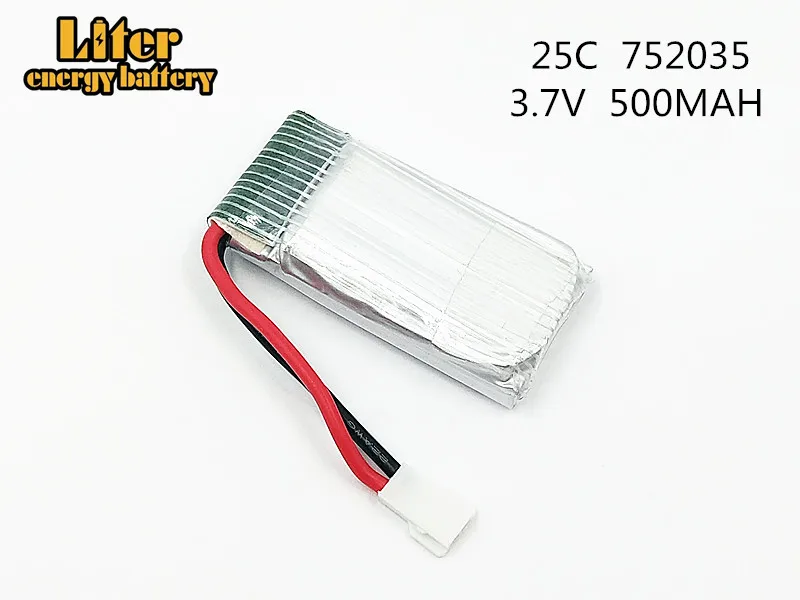 3 7 V 500mAh 752035 25C Lipo батарея для Hubsan X4 H107 H107L H107D JD385 JD388 RC вертолет Квадрокоптер |