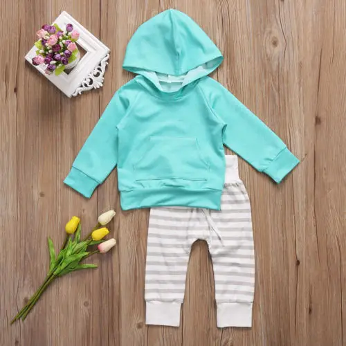 Комплект одежды из топа с капюшоном и брюк в полоску длинным рукавом|set clothes|outfit