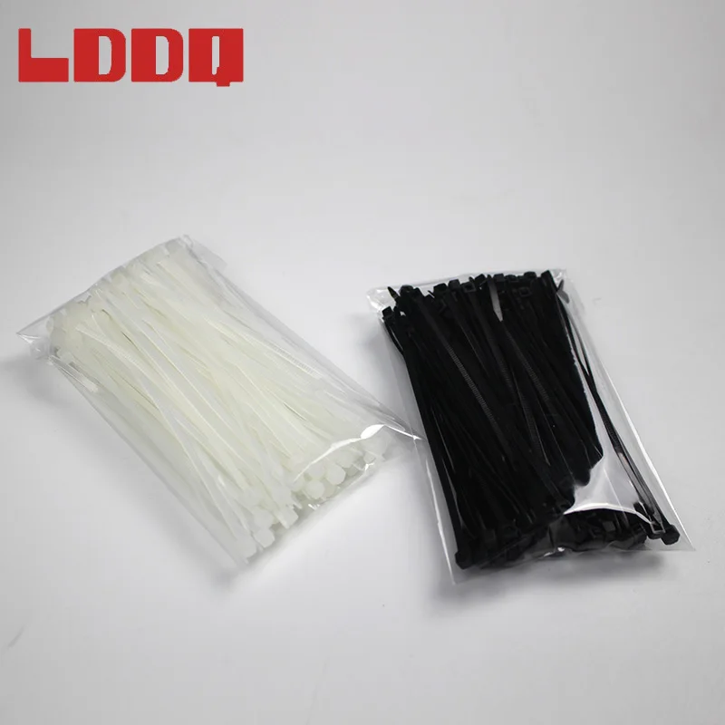 LDDQ 3*150 Self-locking Nylon Wire Cable Zip Ties Width 1.9mm Black and white Plastic each 100pcs National Standard | Обустройство