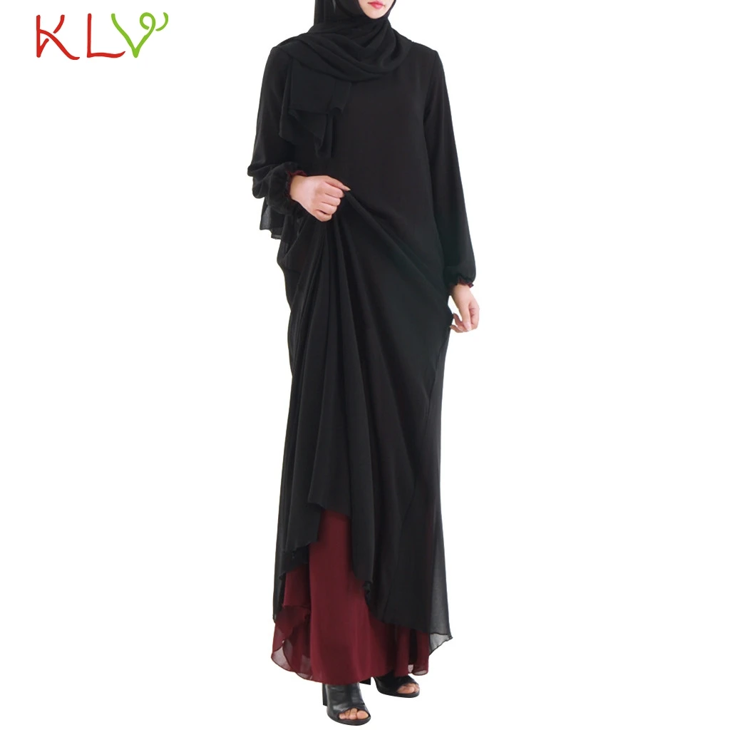 Женское платье с длинным рукавом Abaya мусульманское в Дубае вечернее летние