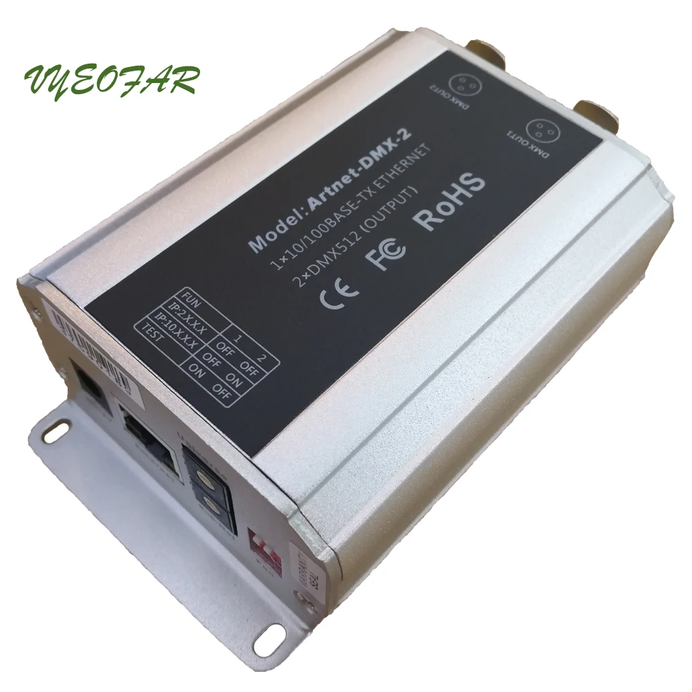 DC12V Artnet-DMX-2; ArtNet-конвертер DMX; ArtNet вход; DMX 1024 каналов Выход 512x2CH каналы Artnet конвертер DMX