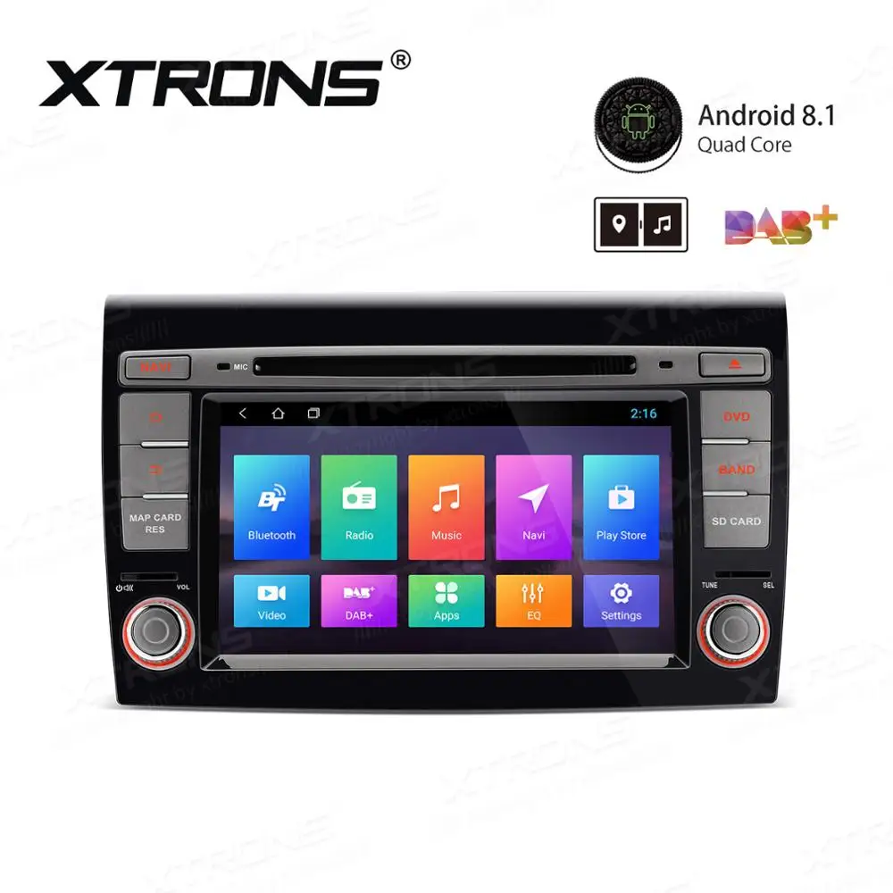 XTRONS 7&quot Android 8.1 Quad Core 16GB ROM Car Multimedia DVD Player GPS Navigation for Fiat Bravo (198) 2007-2014 RCA WIFI TPMS |