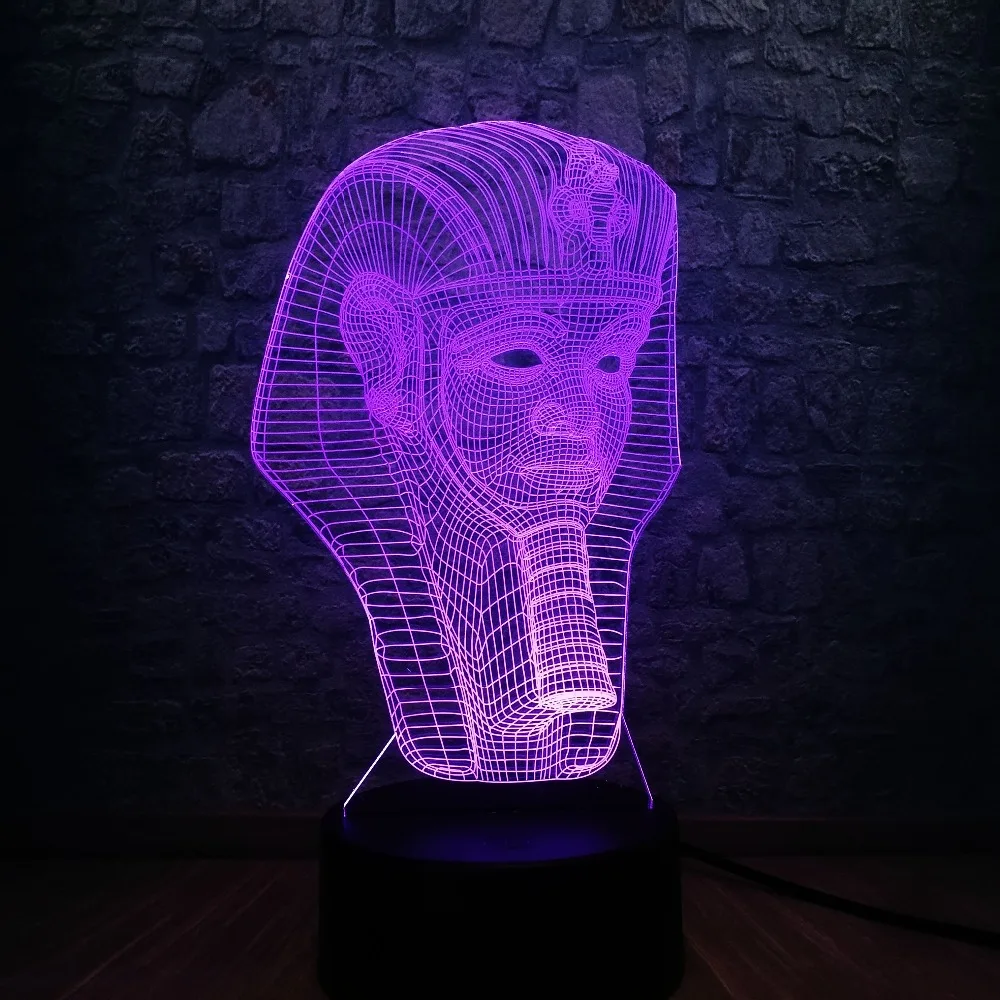Оптовая продажа RC 3D Египетский Сфинкс Фараон светодиодный светильник USB ночник