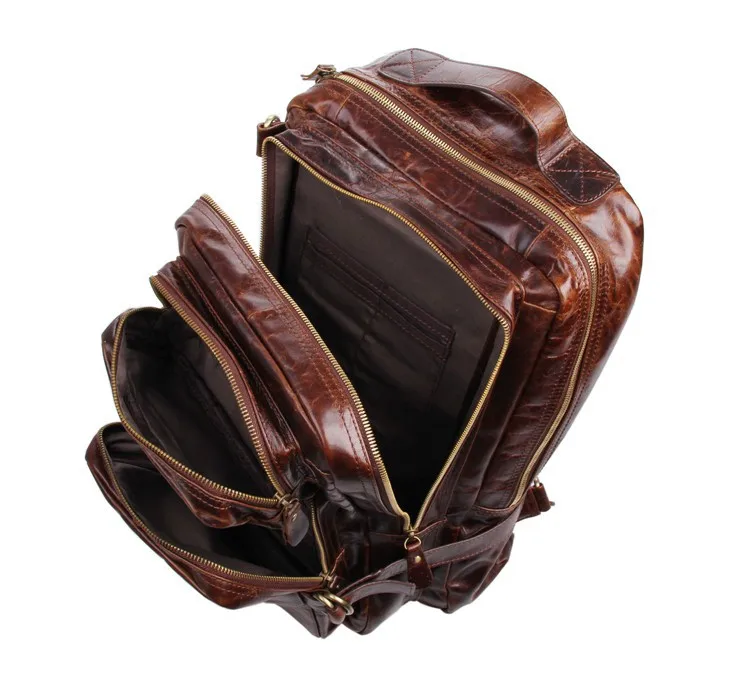J.M.D Men's Leather Backpack Large Capacity Real School Brown Laptop for Travelling 7039Q | Багаж и сумки