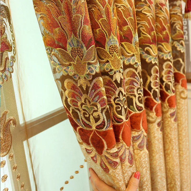 Европейские высококачественные занавески с вышивкой на заказ для гостиной