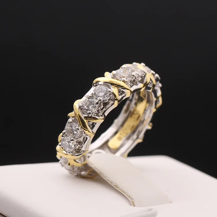 Женское кольцо на палец AlooWay с двойным золотым кольцом и фианитом|cz rings|jewelry ringsring