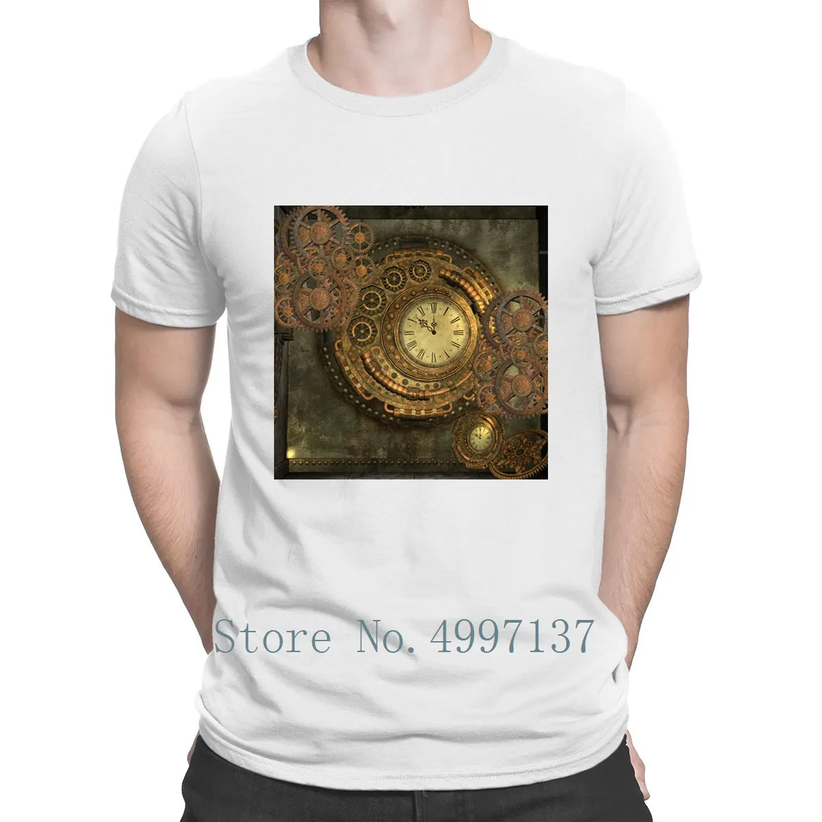Потрясающая футболка в стиле стимпанк летняя из 100% хлопка с изображением