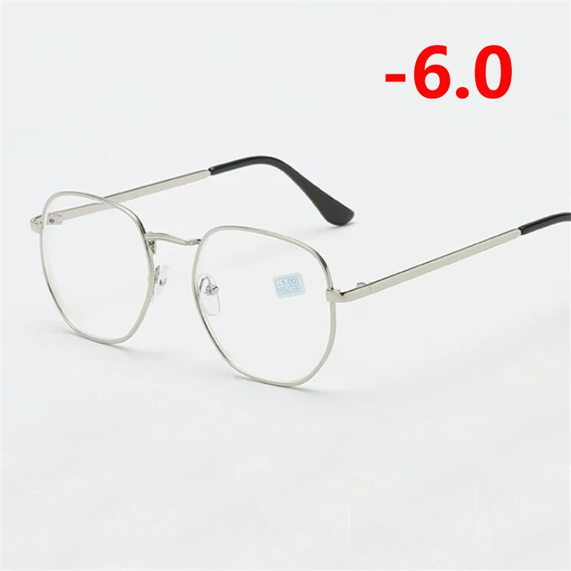 Myopia 600 1,0-1,5-2,0-6,0 студенческие очки для близорукости золотой и черный Оправа синяя пленка короткие очки для коррекции зрения очки по рецепту - Frame Color: Myopia 600