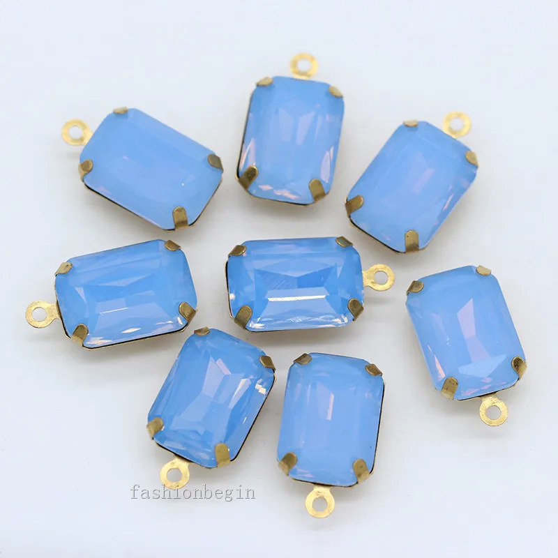 12p 10x14 мм восьмиугольный Опаловый цвет граненые оправа Стеклянные Подвесные