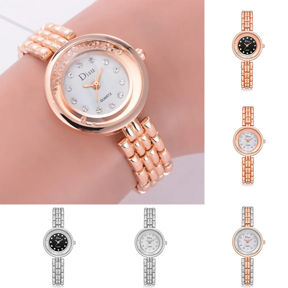 Женские Элегантные кварцевые часы браслет с покрытием из розового золота и