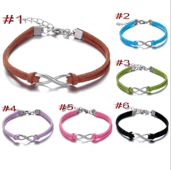 1pcs infinity handmade bracelet Vintage Antique Silver Charms Infinity Bangles Leather Bracelet 6450-6455 | Украшения и - Фото №1