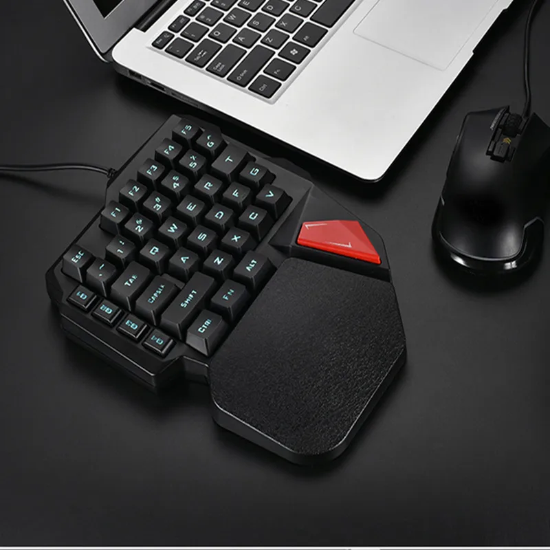 K108 Gaming Keyboard USB Wired 38 keys One/Single Hand Mechanical Feel Mini Keypad RGB Backlit for PUGB Game | Компьютеры и офис