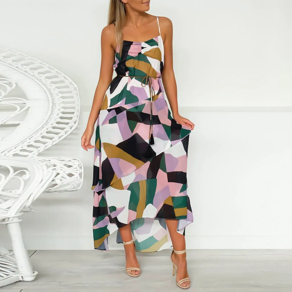 Платье SAGACE женское из полиэстера с длинным рукавом и принтом|Женские платья| |