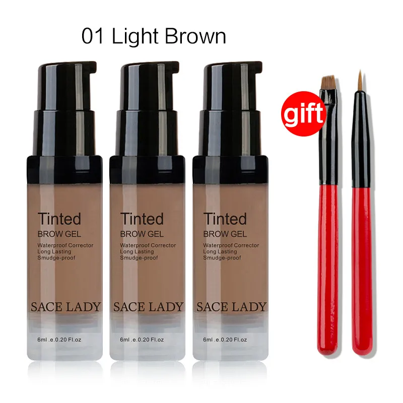 01 Light Brown Set SACE LADY Купить получить 1 подарок 3 набор тентов для бровей водостойкая хна гель-Кисть для макияжа Набор крема для бровей Макияж КРАСКА усилитель косметика - Цвет: 01 Light Brown Set
