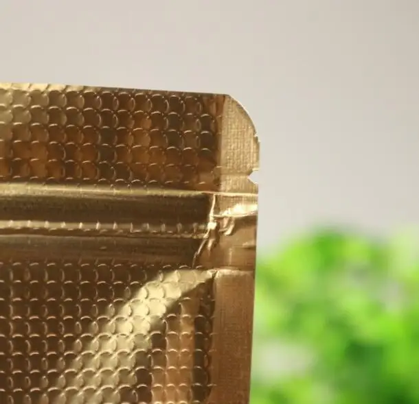 

100Pcs Stand up Gold Aluminum Foil Zip Lock Bag with Window, Metallic Plastic Packaging Pouch for Food Tea Candy Cookie Baking