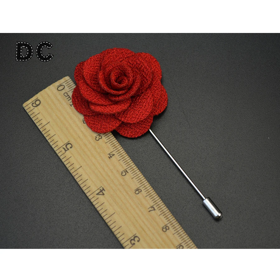 DC 2pcs 2017 Fashion Men Fabric Camellia Flower Brooch Lapel Pins Broche Long Pin Suit Brooches Festival Wedding Party Jewelry | Украшения