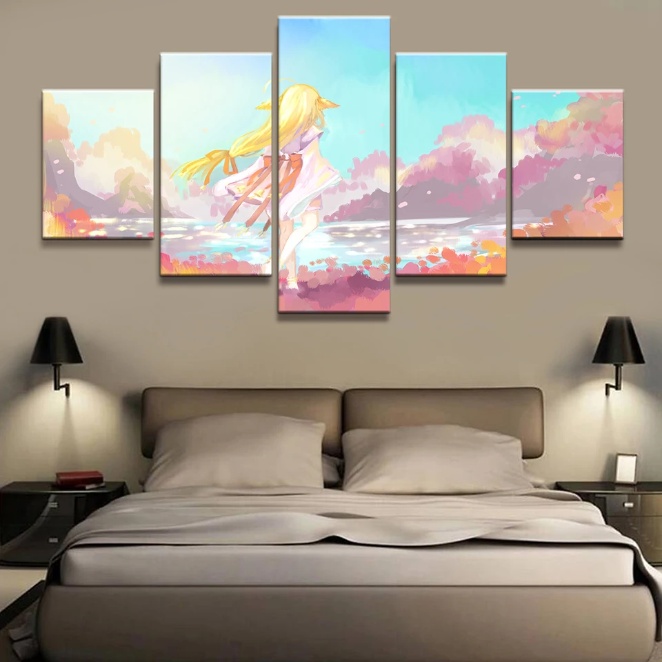 Настенная живопись на холсте картина с принтом домашний декор 5 шт. лиса демон