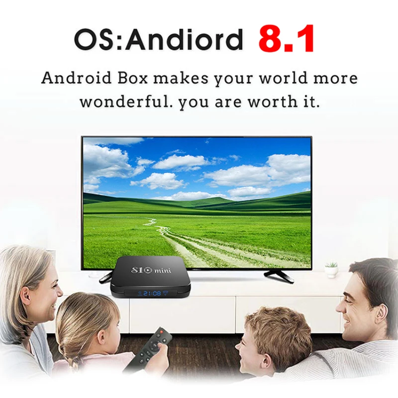 S10 мини ТВ приставка Android 8,1 Смарт ТВ приставка 2 Гб 16 Гб Amlogic S905W Четырехъядерный 4K ТВ приставка 2,4G wifi медиаплеер PK X96 мини