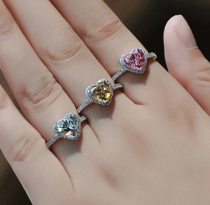 Фирменное ювелирное изделие огранка сердце 1ct Cz 5A Циркон камнями серебристого
